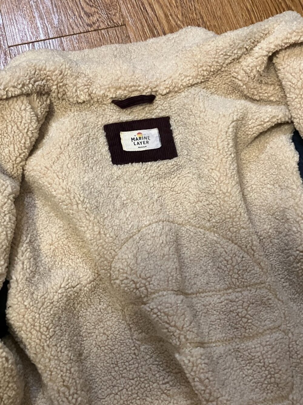 Marine Layer Boise Corduroy Sherpa Trucker Jacket Men's Medium Burgundy Brown - Picture 10 of 14